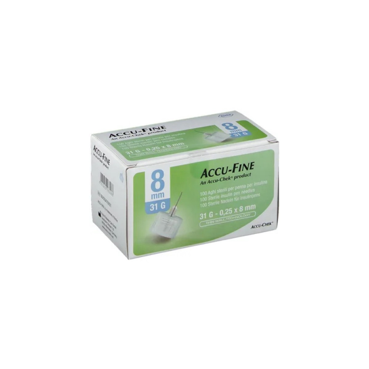 Accu-Fine Aghi Penna Per Insulina 8mm 31G 100 Pezzi